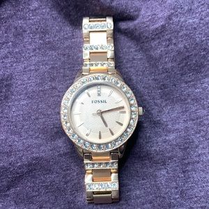 Rose gold Fossil watch